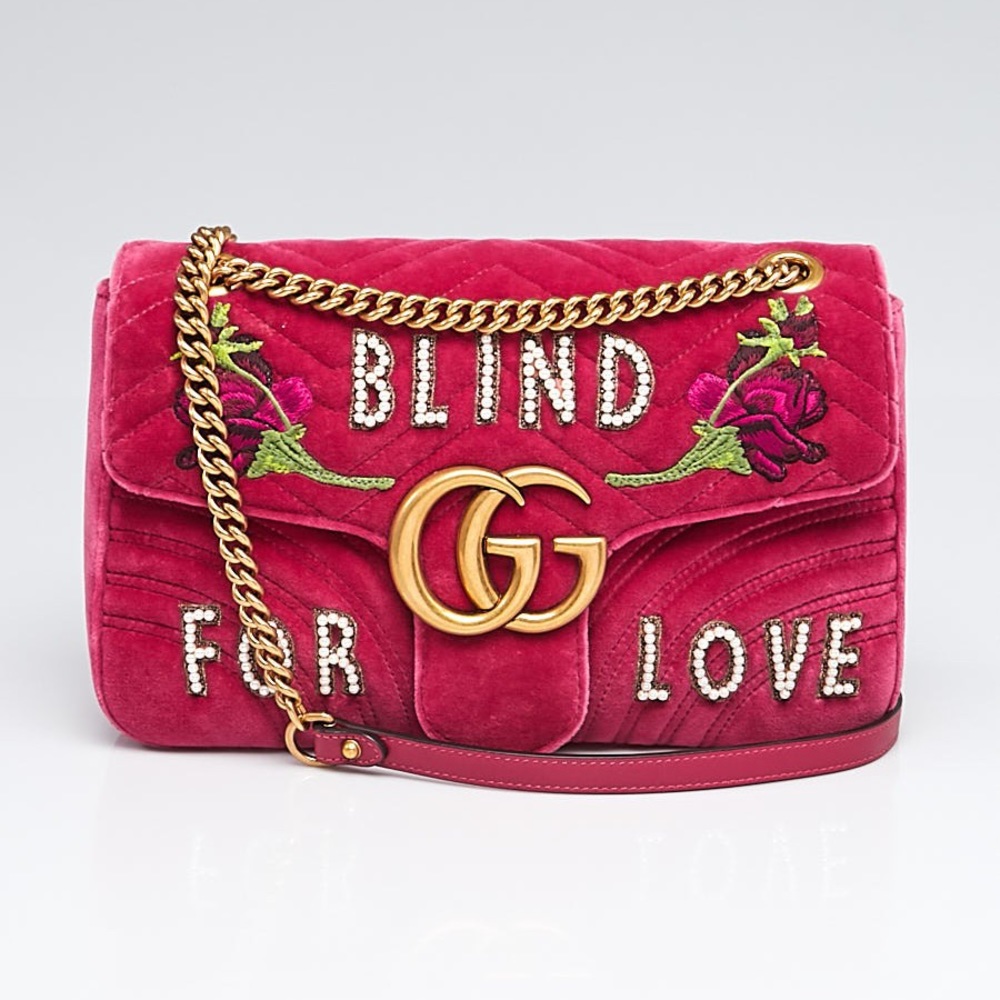 Gucci Velvet Blind For Love Marmont Shoulder Bag